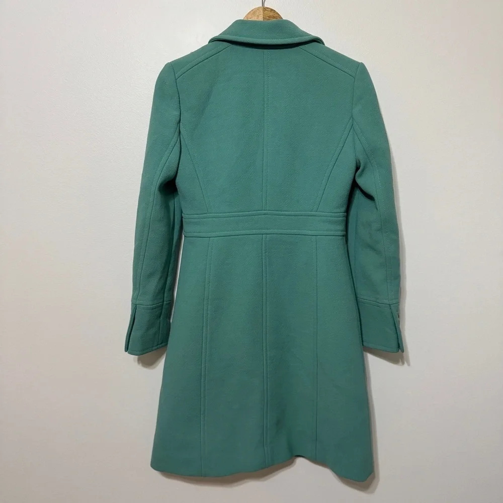 J Crew Classic Lady Day Coat Size 2 Wool Double Cloth Green